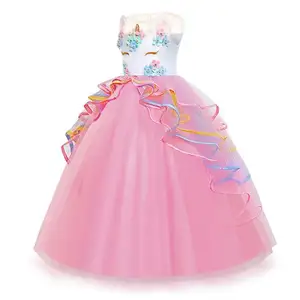 2102 Long Fashion Unicorn Dress Halloween Princess Girl Colorful Costume In Stocks Fancy Frock Dress