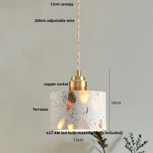 Luminaire suspendu à LED, restaurant, bureau, hall d'entrée, pierre <span class=keywords><strong>terrazzo</strong></span>, douille en cuivre, décoration intérieure, lampe suspendue - Product Image 1