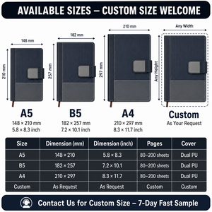 Agenda/Quaderno Organizer in Pelle Vegana PU Goffrata con Logo Personalizzato, 100 Fogli, Formato A5, Bicolore con Cinturino a Contrasto, Vendita all'Ingrosso OEM - Product Image 5