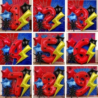 Ensemble de 6 ballons en feuille d'aluminium numérotés rouges à motif d'araignée pour fête à thème, anniversaire, Halloween