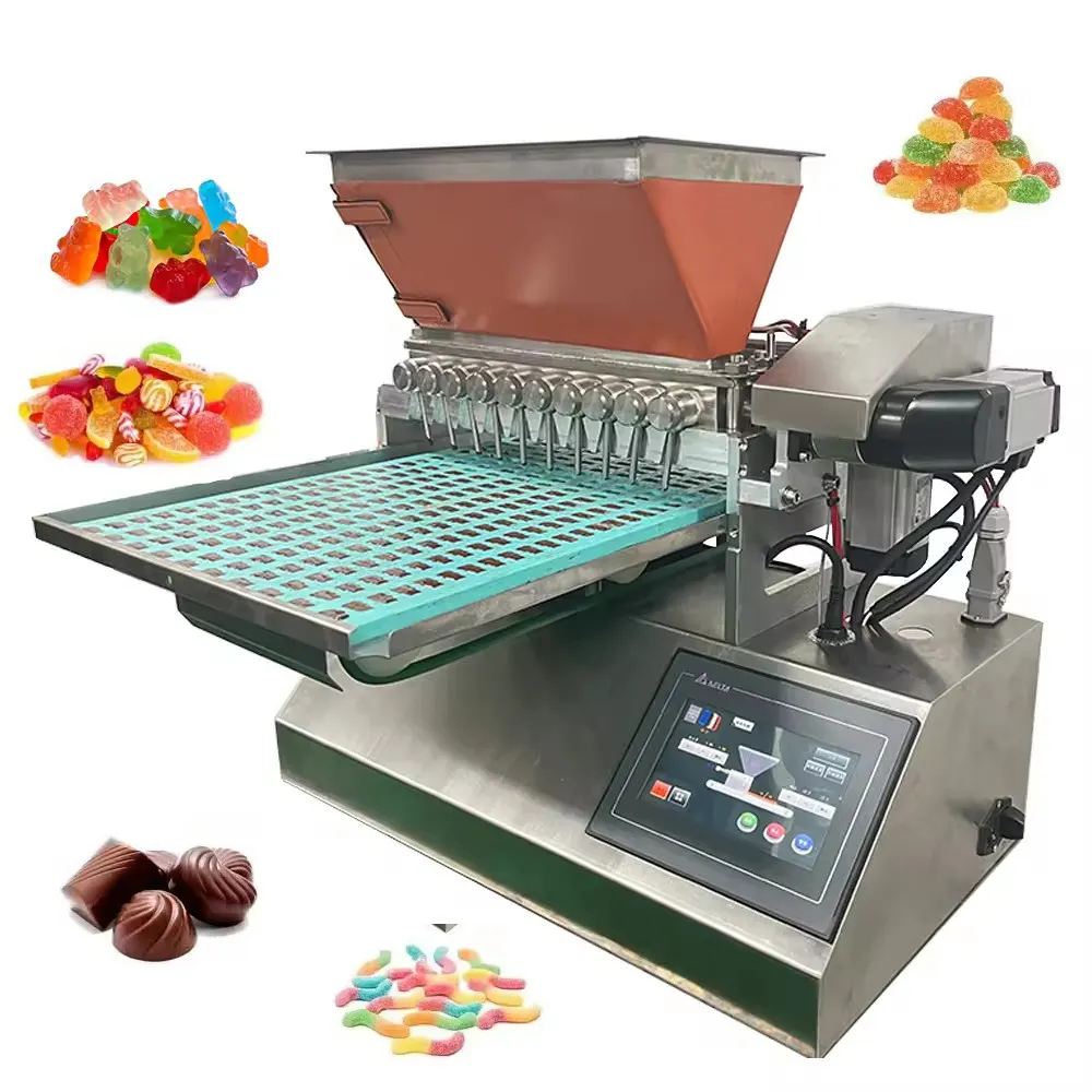 Kleine gelee-gummibärchen-herstellungsmaschine vollautomatische herstellung von bonbon süß hart lutscher süßigkeiten-maschine