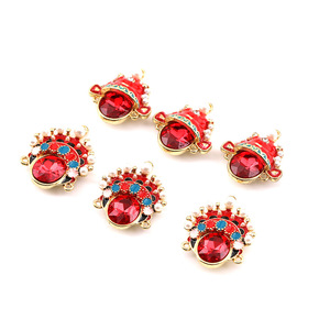 <b>Chinese</b> Style Peking Opera Mask Pendant Red Crystal Pearl Bezel Setting Women's Jewelry Accessory For DIY Necklace Brooch - Product Image 5