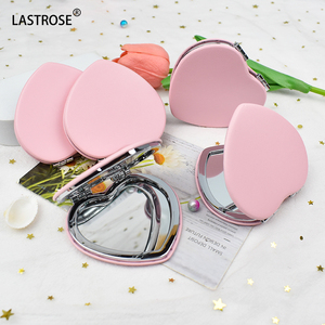 Gương nhỏ cầm tay thời trang, chất liệu PU, hai mặt, gấp gọn, nhỏ gọn, hình trái tim, gương du lịch, quà tặng bằng da, gương trang điểm bỏ túi - Product Image 1