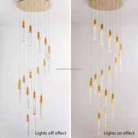 Lustre d'escalier en aluminium de style moderne pour la maison Villa Télécommande Hauteur réglable Lumières blanches chaudes Suspension au plafond