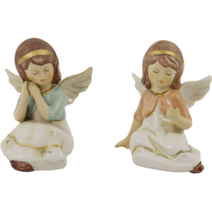 Ensemble de 2 statues d'anges gardiens, 7,6 cm, sculptures d'anges assis (9006935226409) - Product Image 1