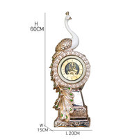 Décoration de maison paon couleur or résine oiseau paon horloge sculptures