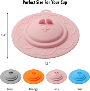 Couvercles de tasses en silicone <span class=keywords><strong>visage</strong></span> de chat Couvercles en silicone multicolores pour tasses Tasses Théières Couvercle de tasse flexible Couvercles de tasse chaude pour café et thé - Product Image 2