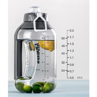 Bouteille de Sport en Plastique Transparent de 2 Litres avec Paille et Bec Verseur