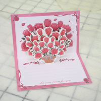 Carte de vœux pop-up avec bouquet de fleurs (rose, tulipe), carte postale, carte de vœux pour la Fête des Mères, la Saint-Valentin, la Fête des Enseignants, carte de bénédiction, vente en gros