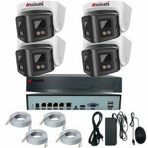 Anxinshi ชุดกล้องไอพี180 ° มุมกว้าง2เลนส์4MP 4CH พร้อมตัวกล้องมนุษย์และระบบกล้องวงจรปิดตรวจจับยานพาหนะ - Product Image 1