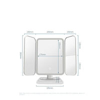 LED Fashion Cosmetic Mirror 3 Fold Make up Mirror 2X3X Magnifying Mirror With LED Lights Rechargeable Battery