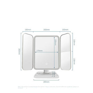 Led Thời Trang Mỹ phẩm Gương 3 lần make up gương 2x3x Magnifying gương với đèn LED pin có thể sạc lại - Product Image 3