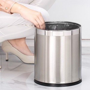 Double-layer stainless steel trash can for home use, living room, toilet, bathroom, <b>kitchen</b>, large size, office, no lid. - Product Image 1