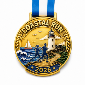 Médaille de finisseur de marathon personnalisée en gros, plaquée or, émail dur, pour événements sportifs de course à pied, souvenir - Product Image 6