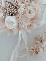 Buket Pengantin Mawar Putih Bundar yang Diawetkan, Bunga Abadi untuk Pemotretan Pernikahan, Suvenir