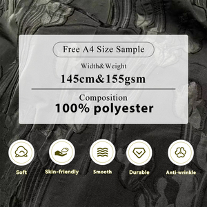 最新设计145厘米155gsm植物图案提花Abaya面料定制涤纶勒克斯针织提花面料 - Product Image 2