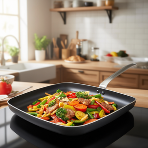 Padella rettangolare antiaderente da 10 pollici per cucinare, friggere verdure, carne, pancake, omelette - Product Image 3