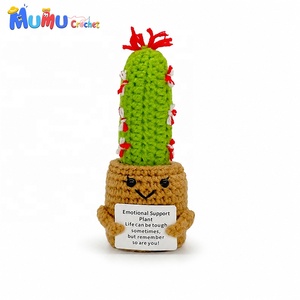 Planta de <span class=keywords><strong>Cactus</strong></span> de Ganchillo Hecha a Mano en Maceta, Decoración de Escritorio de Apoyo Emocional Duradero, Regalo, Venta al por Mayor, Logotipo Personalizado, OEM, ODM - Product Image 1