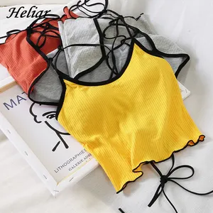 Halter Backless bandaj seksi kırpma üstleri kadın pamuk bayan iç çamaşırı iç çamaşırı yastıklı Tank Top kadınlar için