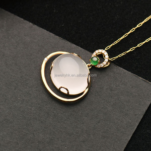 Qingyabailu Feicui, bijou d'anniversaire en or blanc 18 carats, jadeite naturelle de qualité A, forme de courge, style classique, troisième pièce - Product Image 2