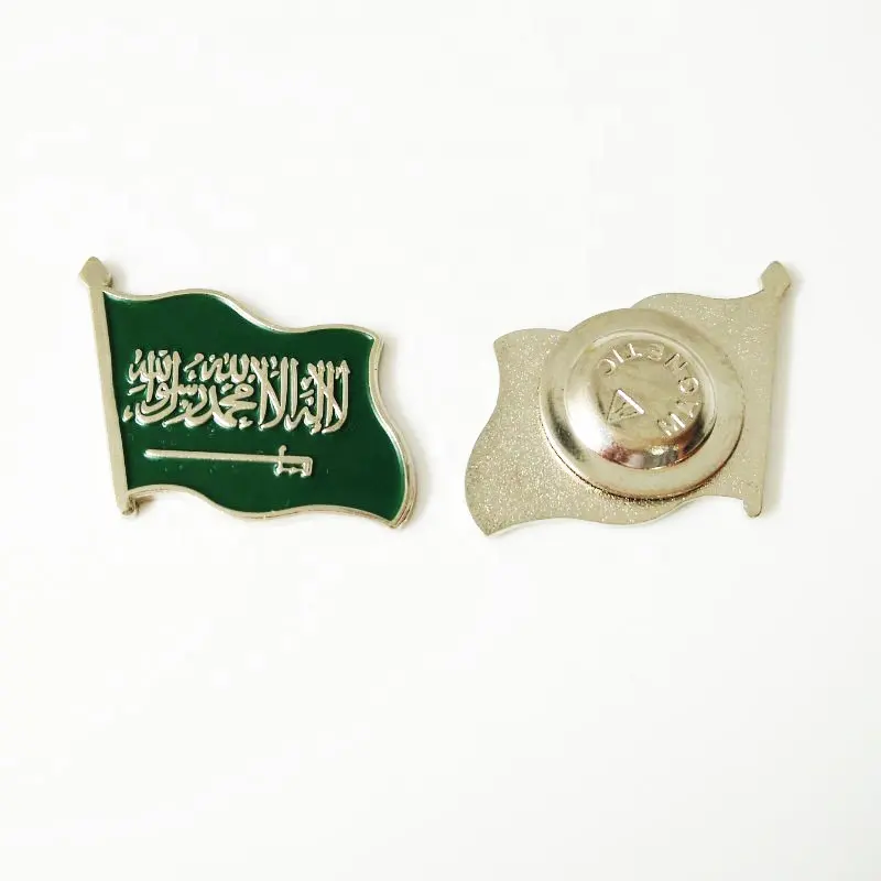 शीर्ष बिक्री केएसए सऊदी अरब ध्वज छाती पॉकेट बेरेट टोपी/सूट जैकेट वर्दी/लेपल लेबल पिन 94 राष्ट्रीय दिवस मनाने के लिए