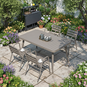 Juego de Muebles de Jardín Modernos de Aluminio para Exteriores, Mesa y Sillas para Patio o Balcón, Resistentes al Agua, Apilables, para 4 Personas - Product Image 1