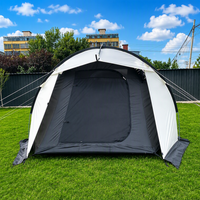 Tente de camping familiale double couche pour 5-6 personnes, en polyester imperméable, avec salon, poteaux en aluminium, tente de glamping extérieure