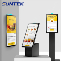 Kiosque en libre-service sur pied SUNTEK SK1 avec écran tactile de 21,5 pouces, machine de commande de nourriture pour restaurant, terminal de paiement et de caisse