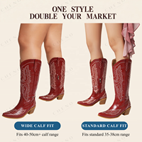 Bottes de cow-boy mi-hautes personnalisées brodées beige CHENO pour femmes