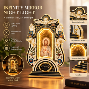 Religious Sacred Heart Jesus Infinity Mirror Fridge Magnet, LED <b>Light</b> up Acrylic Refrigerator Magnet Church Souvenir Gift - Product Image 2