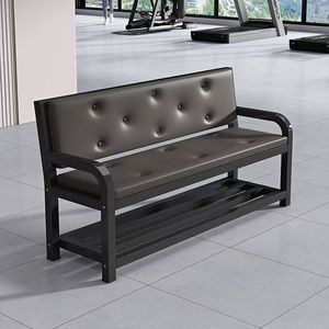 Modern Office <b>Sofa</b> Three-seat Set with Iron Frame Reception <b>Bench</b> & Coffee Table Combination for Living Room - Product Image 2
