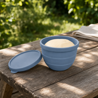 Bol de cuisson pliable en silicone avec couvercle, réutilisable pour la levée de la pâte et la préparation culinaire
