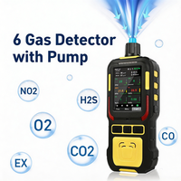 Analizador de Gases 6 en 1 con Bomba Integrada, Detector de Gases Industriales IP65 para CH4, O2, CO, H2S