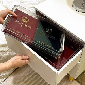 Transparent Plastic <b>Document</b> <b>Storage</b> <b>Box</b> A4 Size Covered Rectangle Office Home Use - Product Image 4