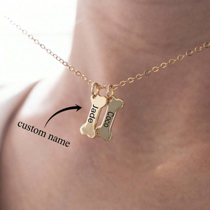 Duoying personalizado Animal colgante grabado memoria Collar personalizado perro hueso nombre Collar para amantes de los perros - Product Image 2