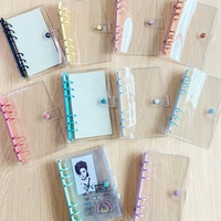 Classeur à anneaux transparent en PVC A5 A6, mini, rechargeable, coloré, à 6 anneaux, pour feuilles mobiles, idéal pour la planification - Vente en gros