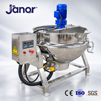 Marmite de cuisson industrielle électrique 200L 24KW en SUS304 pour arachides et manioc, à double enveloppe, avec contrôle PLC, agitateur et fonction inclinable