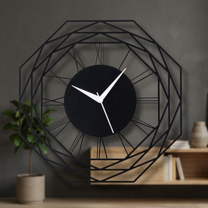 <b>Modern</b> Geometric <b>Wall</b> <b>Clock</b> Metal Abstract Design Silent Quartz Analog <b>Clock</b> for Living Room - Product Image 6