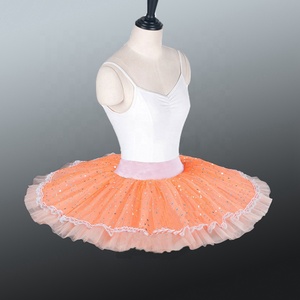 Tutú de Ballet para Competencia, Modelo Solodance, con Campanas Colgantes <span class=keywords><strong>Naranja</strong></span> Canaria, Estilo YAGP Raymonda Pancake - Product Image 2