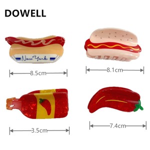 DOWELL Nuova Molletta Creativa a Forma di Cibo, Clip per Capelli a Forma di Salsa Chili, Molletta a Forma di Hot Dog e Chili per Acconciature - Product Image 2