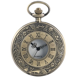 <span class=keywords><strong>Orologio</strong></span> <span class=keywords><strong>da</strong></span> Tasca Antico <span class=keywords><strong>Vintage</strong></span> con Cassa Grande in Ottone e Motivo Romano, Quadrante Grande in Lega di Zinco, Movimento al Quarzo, Stile Classico - Product Image 6