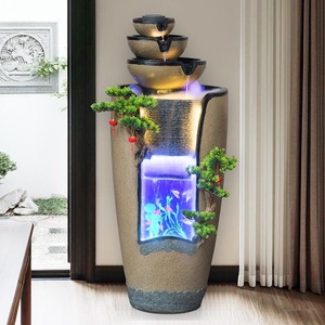 Chinese Style Floor Standing Water Fountain With Led Light For Living Room Entryway Feng Shui Decoration - Product Image 2