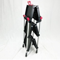 Chariot de service pliable à 3 niveaux avec roues à haute capacité de charge