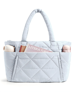 Bolso Tote Acolchado con Cremallera, Bolso de Hombro Grande con Compartimentos para Viajes, Trabajo, Gimnasio - Product Image 3