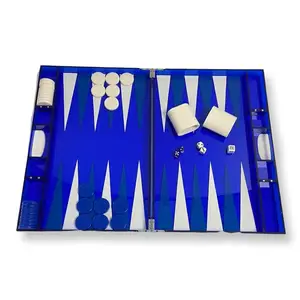 Ensemble de backgammon acrylique haut de gamme fermeture magnétique jeu de backgammon Lucite pour les soirées de jeu rassemblements de vacances