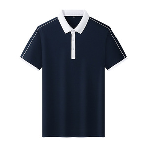 Polo Shirt Short Sleeve Solid Color Contrast Trim Polyester Workwear Daily Use - Product Image 1