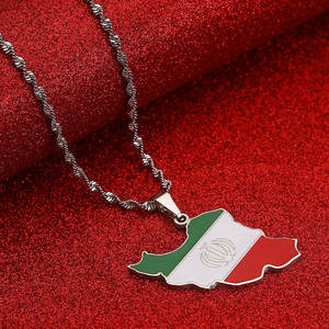 Colliers tendance anti-ternissement en argent et or PVD, bijoux fins en acier inoxydable 316L, collier carte de l'Iran pour femmes - Product Image 2