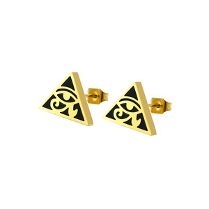 Pendientes con diseño de ojo de Horus egipcio, chapados en oro de 18 quilates, triangulares, geométricos, joyería de moda para mujer - Product Image 5