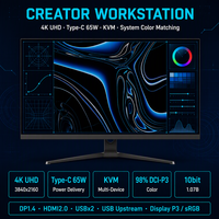 Monitor Profesional para Creadores de Contenido de 32 Pulgadas, 4K UHD IPS, 3840x2160, 98% DCI-P3, 10 bits, Tipo-C, 65W, Concentrador USB, KVM, HDR400, para OEM