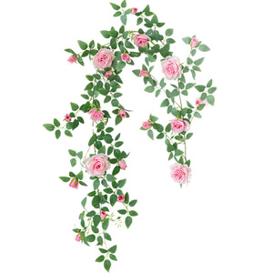 Guirlandes de roses artificielles Hua Qianyun, fleurs en soie à suspendre au mur, décoration pour la maison et les mariages - Product Image 5
